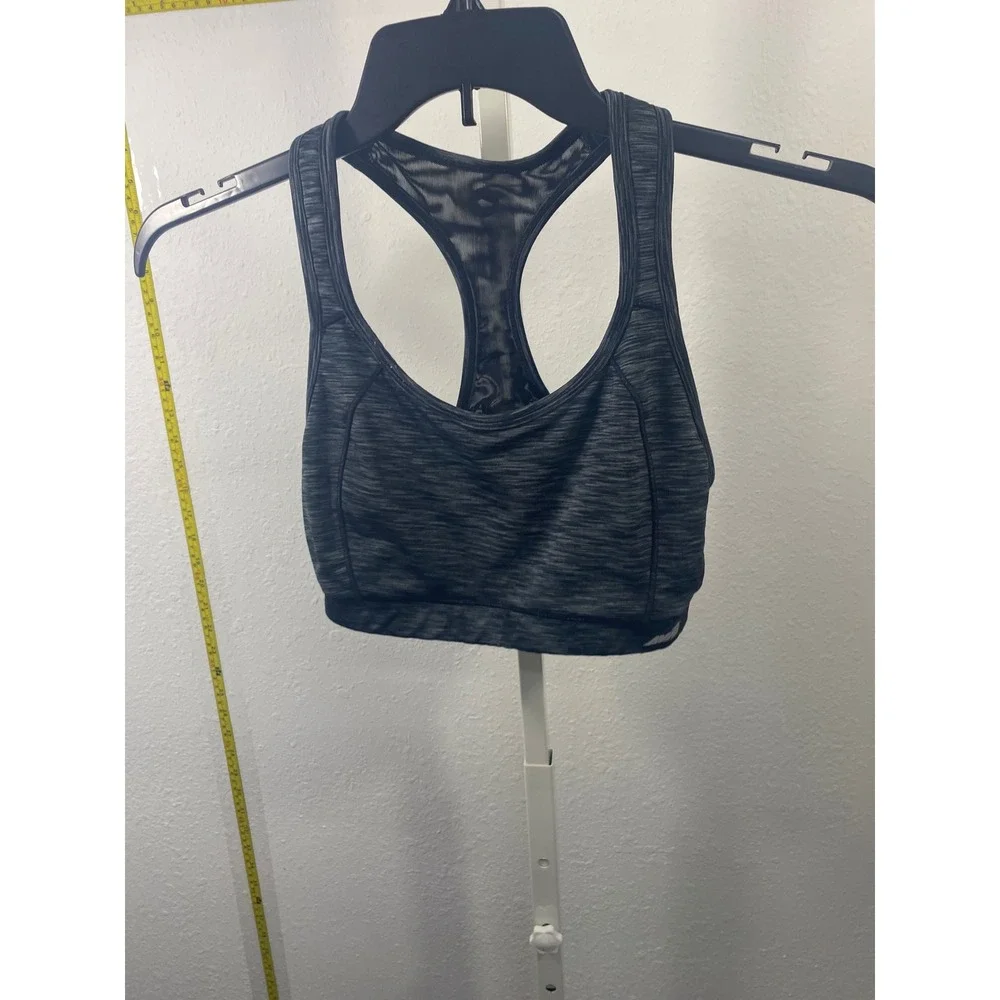 Avia Womens Space Dye‎ Racerback Sports Bra Charcoal Gray Black Mesh Back Active